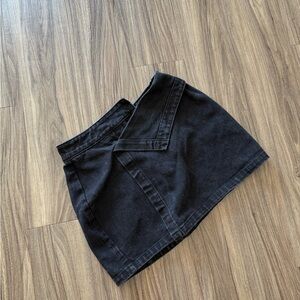 Black Denim Mini Skirt PLT